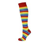 Mysocks Women Men Rainbow Stripe Pride Socks, Breathable Seamless Toe Knee High, Cotton Long Rainbow Stripe 4-7