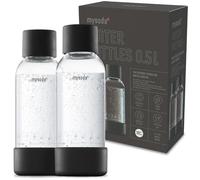 Mysoda Premium Carbonating Bottles 2x05L Black - Compatible with Drinkmate, Wassermaxx, Aqvia, Sodapop and Levivo - Quick-Lock Reusable Bottles - Lid and Base Made of Stainless Steel - BPA Free