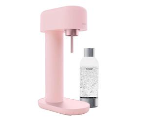 Mysoda: Stylish Ruby 2 Water Soda Maker made from robust aluminum (without CO2 cylinder) with high-quality 1-litre water bottle in premium design - Pink