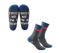 MYSOMY 2 Pairs Firefighter Socks Trust Me I'm a Fireman Socks Funny Firefighter Gifts Firefighter Graduation Gifts (Socks)