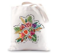 MYSOMY 7 Species Israel Tote Bag Jewish Gift Am Israel Chai Gifts Rosha Hashanah Gift Hebrew Tote Bag (Pomegranate UK)
