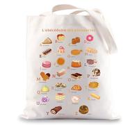 MYSOMY ABC Of Pastries In French Tote Bag Bakery And Pastry Gifts France Pastries Lover Gifts Pastry Tote Bag (A Amandine UK)
