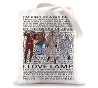 MYSOMY Anchorman Quote Tote Bag Ron Burgundy Brian Brick And Champ Gifts KVWN Stay Classy Gifts Comedy Movie Shoulder Bag (jump 4 people UK)