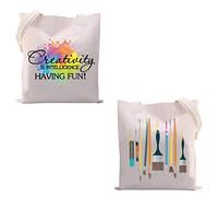 MYSOMY Artist Tote Bag Painter Gift Bag Creativity is Intelligence Having Fun Art Teacher Gifts Art Student Gifts Artist Supply Bag (Creativity is Intelligence TB)