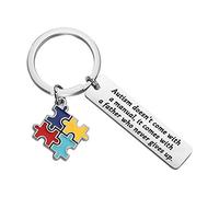 MYSOMY Autism Mom Keychain Autism Awareness Gifts Autism doesn't Come with a Manual It Comes with a Mother who Never Gives Up (Autism Father)