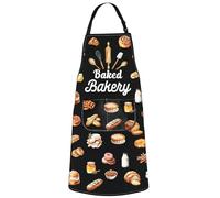 MYSOMY Baking Apron - Baked Bakery UK - Unisex Adults - Home Cooks, Gardeners, DIY Enthusiasts, Gift Recipients - Bib Style - Polyester - 49cm x 68cm