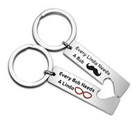 MYSOMY Bob and Linda Belcher Lovers Gift Every Linda Needs A Bob Burger Anniversary Day Matching Keychain Set Belcher Family Lovers Jewelry for TV Show Fan (SILVER), Small