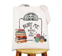 MYSOMY Book And Crochet Lover Gifts Book Lover Tote Bag Yarn Lover Bag Bury Me In Books And Yarn Crochet Tote Bag For Crochet Lovers (Bury Me in Books)