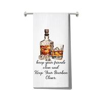 MYSOMY Bourbon Kitchen Towel keep your Friends Close and Keep Your Bourbon Closer Bourbon Lover Gifts (keep your UK)