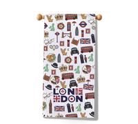 MYSOMY British Tea Towel London Kitchen Towel London Souvenir Gift London Trip Lover Gift London Symbols Gift (London Towel)