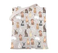 MYSOMY Bunnies Rabbit Canvas Tote Bag Rabbit Lover Shoulder Bag Bunnies Owner Shopping Bag Rabbit Mom Dad Gifts (Rabbit TB)