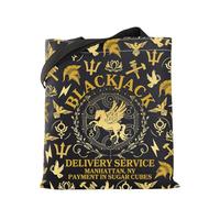 MYSOMY Camp Half Blood Canvas Tote Bag Percy Fans Reusable Shoulder Bag Jamp Jupiter Sopping Bag Greek Mythology Gift (BLACKJACK TB)