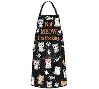 MYSOMY Cat Apron With Pockets Cats Pattern Apron Cat Cooking Apron Cat Baking Apron Not Meow I'm Cooking Cat Kitchen Aprons For Women (Not Meow UK)