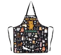 MYSOMY Cat Apron With Pockets Cats Pattern Apron Cat Cooking Apron Cat Baking Apron Not Meow I'm Cooking Cat Kitchen Aprons For Women (NOT MEOW yellow ap1)