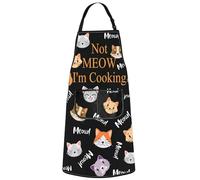 MYSOMY Cat Apron With Pockets - Pattern Cooking Baking Kitchen Apron for Women - Not Meow I'm Cooking