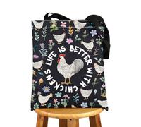 MYSOMY Chicken Tote Bag Chicken Lover Gifts Chicken Lady Shoulder Bag Life Is Just Better With Chickens Gifts Chicken Farmer Gifts Chicken Owner Gifts (Life is UK)