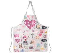 MYSOMY Christian Gift Faith Hope Love Themed Apron Jesus Kitchen Apron Bible Verse Gift Christian Baptism Merch (Jesus3)