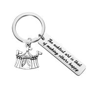 MYSOMY Circus Keychain: The Noblest Art is that Of Making Others Happy - Stainless Steel, Circus Charm, Engraved Message, Unisex-Adults, Metallic