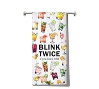MYSOMY Cocktail Kitchen Towels Cocktail Dish Towels Blink Twice If You Need a Refill Gifts Cocktail Tea Towel (BLINK TWICE kt2)