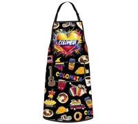 MYSOMY Colombia Aprons With Pocket Colombian Cooking Apron Colombia Flag Apron Colombiana Kitchen Gift (Colombia uk2)