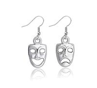 MYSOMY Comedy and Tragedy Mask Earrings Drop Dangle Earrings Drama Masks Jewelry Theater Gifts (Earrings)