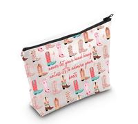 MYSOMY Cowgirl Makeup Bag Cowgirl Boots Zipper Pouch Country Girl Gift Never Let Your Head Hang Unless It's to Admire Your Boots (Your Boots Bag)