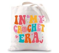MYSOMY Crochet Tote Bag Crochet Lover Gifts In My Crochet Era Shoulder Bag Knitting Canvas Bag Crafter Mom Gift Knitting Project Bag (In My Crochet Era UK)