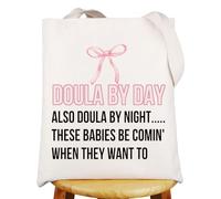 MYSOMY Doula Tote Bag Midwife Gifts Doula By Day Also Doula By Night Postpartum Doula Gifts Birth Doula Tote Bag (Doula UK)