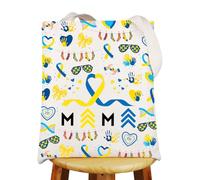 MYSOMY Downs Syndrome Mama Tote Bag Downs Syndrome Mama Gifts Down Syndrome Awareness Gifts Downs Syndrome Shoulder Bag (YellowBlue Bag UK2)