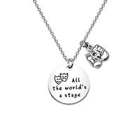 MYSOMY Drama Mask Keychain All The World's a Stage Shakespeare Inspired Keychain Theater Jewelry Gift for Actor Actress (All The World's a Stage N)