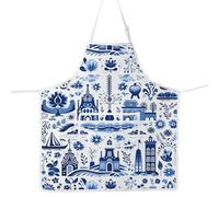 MYSOMY Dutch Cooking Apron Dutch Kitchen Apron Netherlands Aprons Holland Gift Netherlands Kitchen Gifts (HouseBlue ap2)