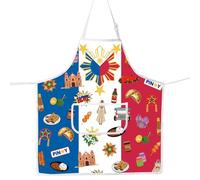 MYSOMY Filipino Kitchen Apron Philippines Kitchen Apron Filipino Mom Apron Filipino Chef Gift Philippines Filipino Flag Apron (blue white red UK1)