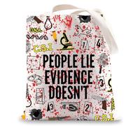 MYSOMY Forensics Tote Bag Forensic Scientist Gifts People Lie Evidence Doesn't Criminologist Gifts CSI Investigator Tote Bag (PEOPLE LIE UK)
