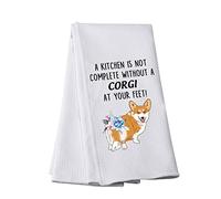 MYSOMY Funny Corgi Rectangular Kitchen Towel, 40.5 x 61 cm, Polyester/Polyamide (80/20 blend), Without a Corgi at Your Feet