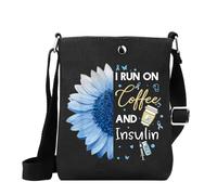 MYSOMY Funny Diabetes Gifts I Run on Coffee and Insulin Shoulder Bag Type 1 Type 2 Warrior Support Gift (Insulin MB)