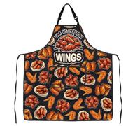 MYSOMY Funny Gift Idea for Foodies I'm Just Here for the Wings Adjustable Apron with Pockets Chicken Wings Lover Gifts (Wing Apron)