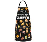 MYSOMY Grill Master Apron For Men BBQ Chef Aprons Grilling Aprons For Uncle Godfather Grill Apron Grilling Dad Gift (UNCLE GODFATHER uk)