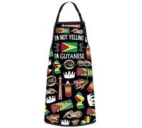 MYSOMY Guyanese Kitchen Apron - I'm Not Yelling I'm Guyanese - Guyana Flag Design - Multicolour - Adult Unisex - Polyester - 49cm x 68cm - Adjustable Size