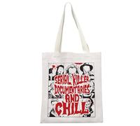 MYSOMY Halloween Horror Movie Killers Tote Bag Halloween Horror Friends Gift Serial Killer Documentaries and Chill Handbag (Chill TB3)