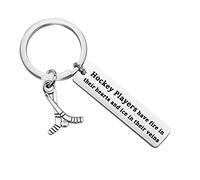MYSOMY Hockey Player Keychain Hockey Gifts for Hockey Players Have Fire in Their Hearts and Ice in Their Veins (Keychain)