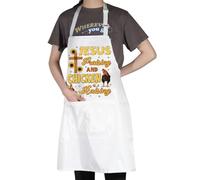 MYSOMY Homestead Mom Apron Christian Farmer Apron Chicken Mama Apron Jesus Praising And Chicken Raising Chicken Farmer Apron (JESUS PRAISIN UK)