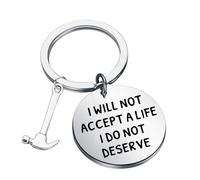 MYSOMY Horror Movie Keychain I Will Not Accept A Life I Do Not Deserve Mia Gifts Horror Movie Jewelry (I WILL NOT UK)