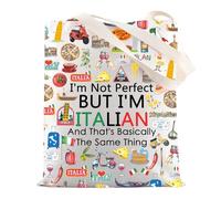 MYSOMY Italian Tote Bag Italian Gifts I'm Not Perfect But I'm Italian And That's Basically The Same Thing Italy Travel Bag (ITALIAN And tg3)