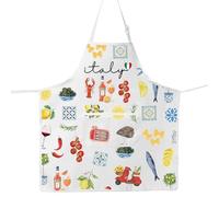 MYSOMY Italy Cooking Apron La Dolce Vita Gift Italian Kitchen Apron Italian Amalfi Coast Lemon Apron Italian Nonna Apron (Italy fish ap UK)