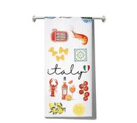 MYSOMY Italy Kitchen Towel La Dolce Vita Gift Italian Amalfi Coast Lemon Dish Towel Italian Housewarming Gift (italy shrimp UK)