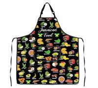 MYSOMY Jamaican Food Kitchen Apron With Pockets Jamaica Lover Gift Caribbean Food Kitchen Cooking Grilling Apron (Jamaican Apron)