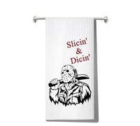 MYSOMY Jason Halloween Kitchen Towel Jason Friday Gift Horror Movie Towel Slicin & Dicin Dish Towel (Slicin UK)