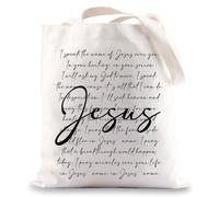 MYSOMY Jesus Bible Verses Tote Bag Christian Gifts i Speak The Name Of Jesus Religious Faith Tote Bag (Jesus uk)