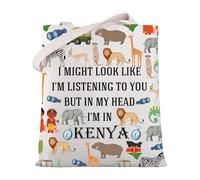 MYSOMY Kenyan Gift Tote Bag Kenya Trip Shoulder Bag Kenya Vacation Shopping Bag Kenya Lover Gift Kenya Safari Animals Bag (IN Kenya TB)