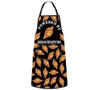 MYSOMY Khachapuri Kitchen Aprons Georgian Cheese Bread Gifts Powered By Khachapuri Apron Georgia Food Gifts Khachapuri Lover Gifts (Khachapuri ap UK2)